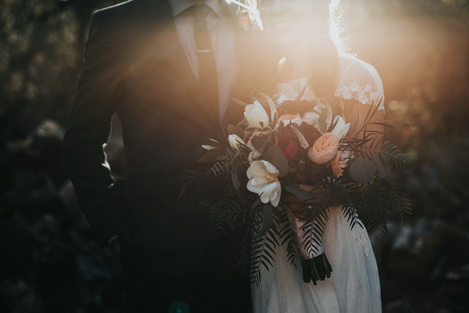 Editorial wedding portrait with natural light